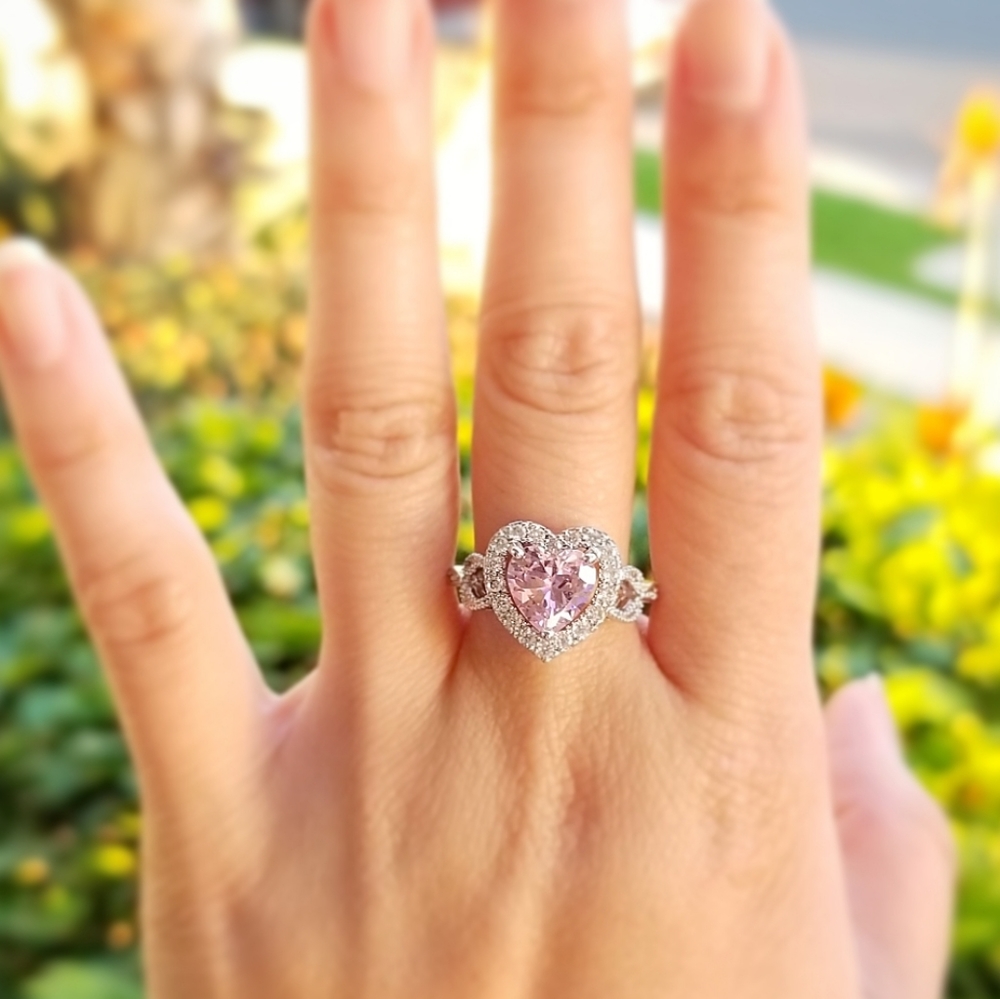 NEW PINK TOPAZ HEART RING - Picture 4 of 7